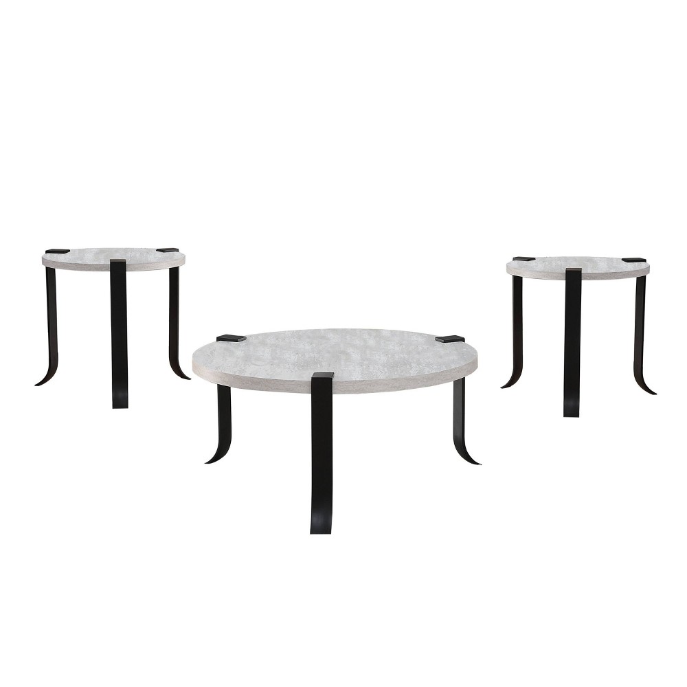 Photos - Storage Combination 3pc Kriden Coffee Table with 2 End Tables Set Black/Antique White - HOMES: