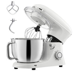 VEVOR Stand Mixer, 6 QT Dough Mixer, 660W 6 + P Speeds Tilt-head Food Mixer with Stainless Steel Bowl, Dough Hook, Wire Whip, Flat Beater, White - 1 of 4