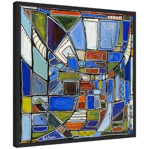 Kate and Laurel Retro Current Framed Canvas Wall Art by Leah Nadeau 22 x 22 Sylvie Black, Modern, Abstract Art for Wall Decor, Living Room, Bedroom - 1 of 4