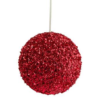 Northlight 6" Red Glitter Christmas Ball Ornament