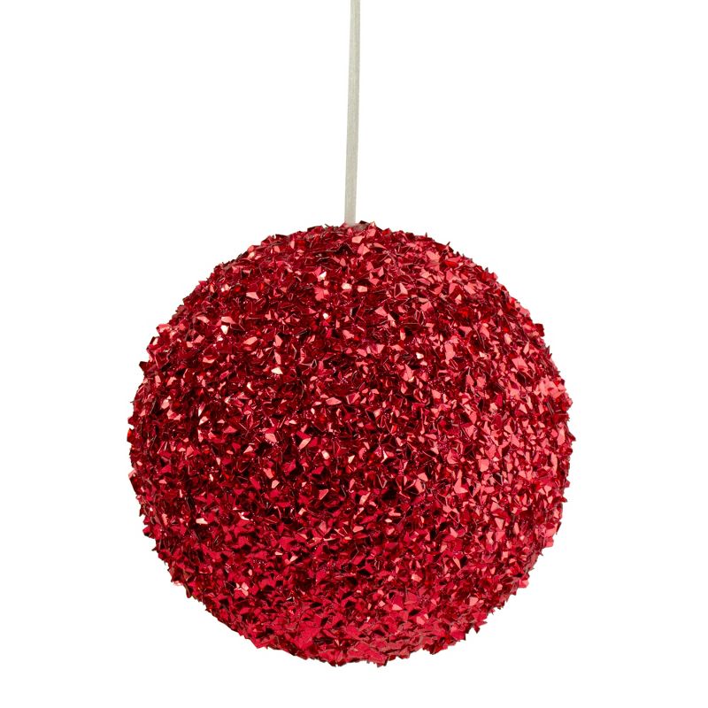 Northlight 6" Red Glitter Christmas Ball Ornament, 1 of 4