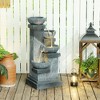 Outsunny 33.5" Outdoor Water Fountain, 4-Tier Floor Standing Resin Cascading Bowls Waterfall Fountain with LED Lights, Pump - 2 of 4