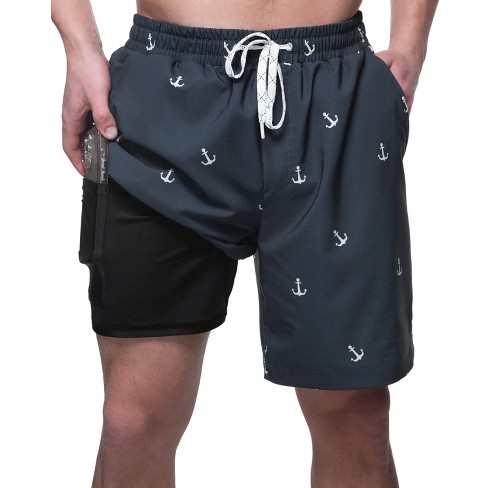 Rokka rolla Men s 7 Stretch Swim Shorts With Compression Liner navy Ankor Size Xx Large Target