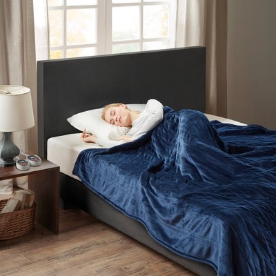 Indigo Queen Heated Plush to Berber Reversible Blanket