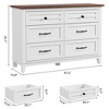 47" Wide Ash White + Brown Wooden Freestanding 6-Drawer Dresser – Storage Chest for Bedroom, Living Room, Entryway - 2 of 4