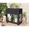 Outdoor Patio Fir Wood Mini Cold Frame,Polycarbonate Door Wooden Compact Garden Greenhouse with Wheels,Wooden Raised Bed with Liner-Coolbibila - 2 of 4