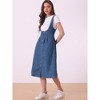 INSPIRE CHIC Women's Button Front Classic U Neck Overall Denim Midi Dress with Pockets - 4 of 4