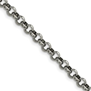 Black Bow Jewelry Men's 6mm Stainless Steel Polished Rolo Chain Necklace - 1 of 4