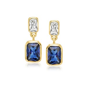 Pure Collection by Ross-Simons 2.40 ct. t.w. Lab-Grown Blue and White Sapphire Drop Earrings in 18kt Gold Vermeil - 1 of 4