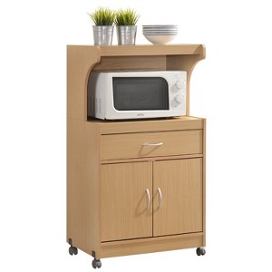 Microwave Kitchen Cart in Beech Brown - Hodedah - 1 of 4