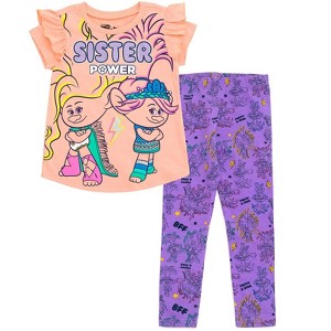 DreamWorks Trolls Poppy Viva Girls Tunic T-Shirt and Leggings Outfit Set Toddler - 1 of 4