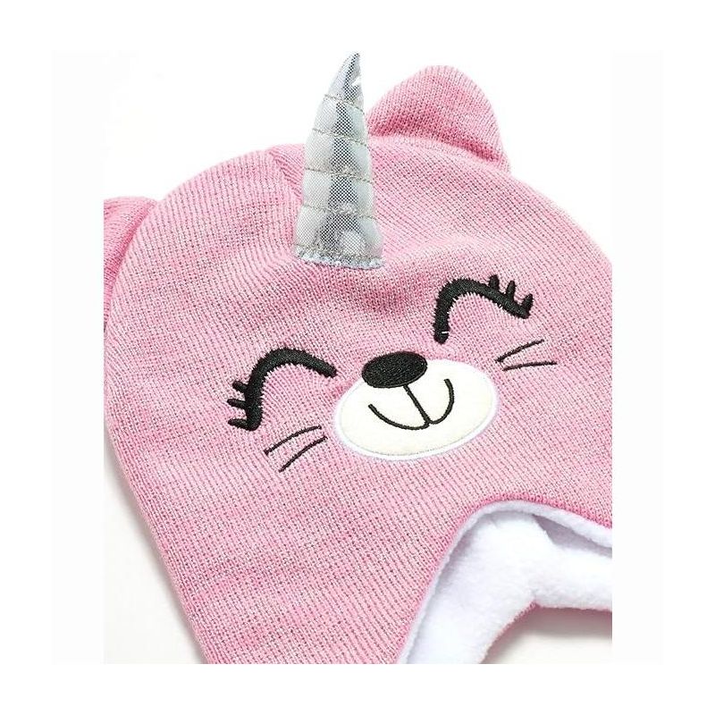 Girls Critter Winter Hat and 2 Pair Gloves or Mittens (Toddler/Little Girls), 2 of 5