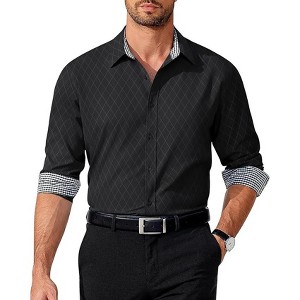 COOFANDY Men's Business Dress Shirt Long Sleeve Slim Fit Casual Button Down  Shirt Black XXL : Target