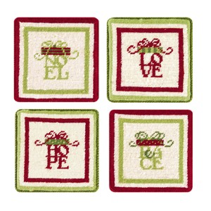 C&F Home Love, Hope, Noel, Peace Petit Point Coaster - 1 of 3