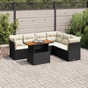 vidaXL 7 Piece Patio Sofa Set with Cushions Poly Rattan - Black and Cream 3x Corner + Table + 3x Middle - 2 of 4