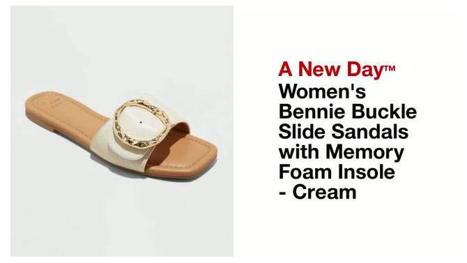 Women's Bennie Buckle Slide Sandals with Memory Foam Insole - A New Day™, 2 of 12, play video