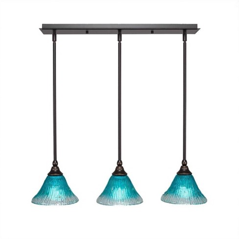 Toltec Lighting Any 3 - Light Chandelier in  Dark Granite with 7" Teal Crystal Shade - image 1 of 1