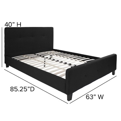 Contemporary Black Queen Platform Bed with Tufted Headboard