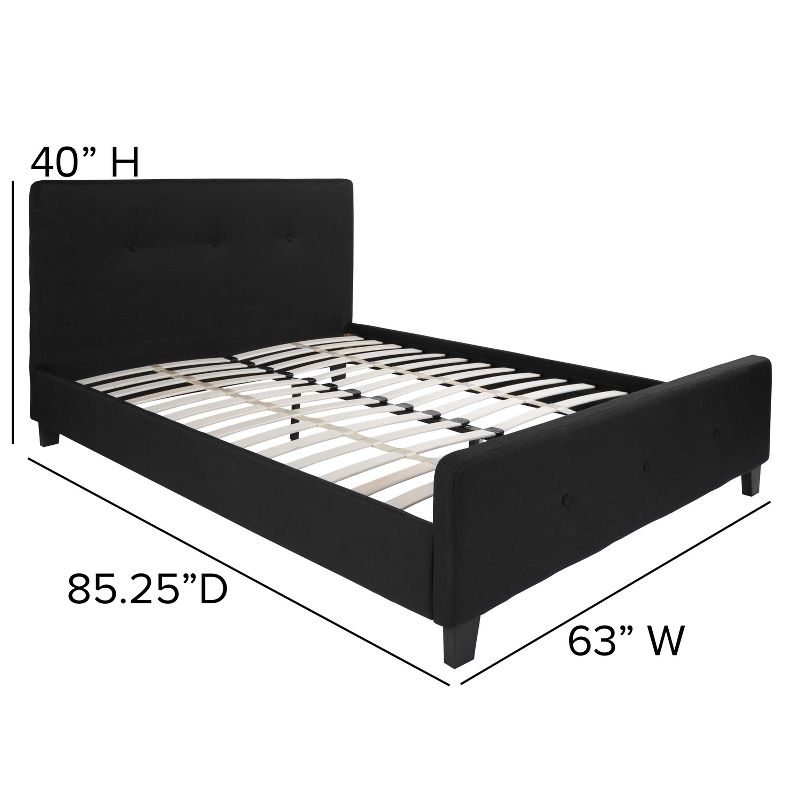 Emma and Oliver Queen Size Three Button Tufted Platform Bed in Black Fabric, 5 of 11