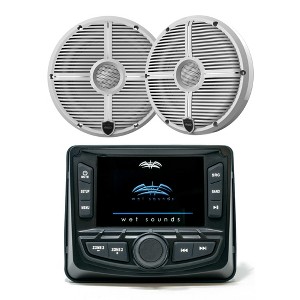 Wet Sounds WS-MC-2 Marine Radio with 1 Pair Wet Sounds RECON 6 XW-W Recon Series 6.5" 60-Watt RMS Coaxial Speakers With White XW Grilles (Pair) - 1 of 4