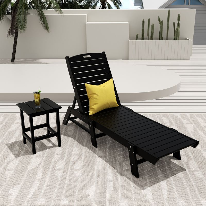 WestinTrends 2 Pieces Poly Outdoor Patio Chaise Lounge Chair with Side Table Set, 2 of 3
