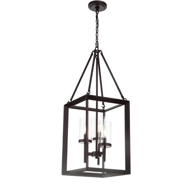 12" Metal/Glass Anna Pendant Ceiling Light (Includes Energy Efficient Light Bulb) Bronze - JONATHAN Y