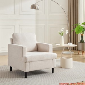 Accent Chair, Modern Living Room Chairs With Breathable Linen Fabric, Soft & Upholstered Arm Chair, Sofa Chair With Solid Wood Legs, Accent Chairs - 1 of 4