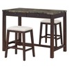 3-Piece Modern Faux Marble Versatile Bar Table Set with Storage Drawers and Padded Stools, Ideal for Space-Saving Dining Nooks or Small Kitchens - 3 of 4