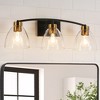 LNC Jacqueling 23.2-in 3-Lights Black and Polished Gold Clear Glass Bell Modern/Contemporary Bathroom Vanity Lights - 2 of 4