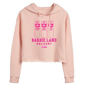 Women's - Barbie - Barbie Land Delivery Milk Cropped Graphic Hoodie - 1 of 2