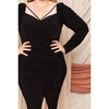 Slickblue Women's Plus Size Deep Round Neck Midi Dress, Shirring Back Detail, Soft Stretch, Black, Size 1XL-3XL - 3 of 4
