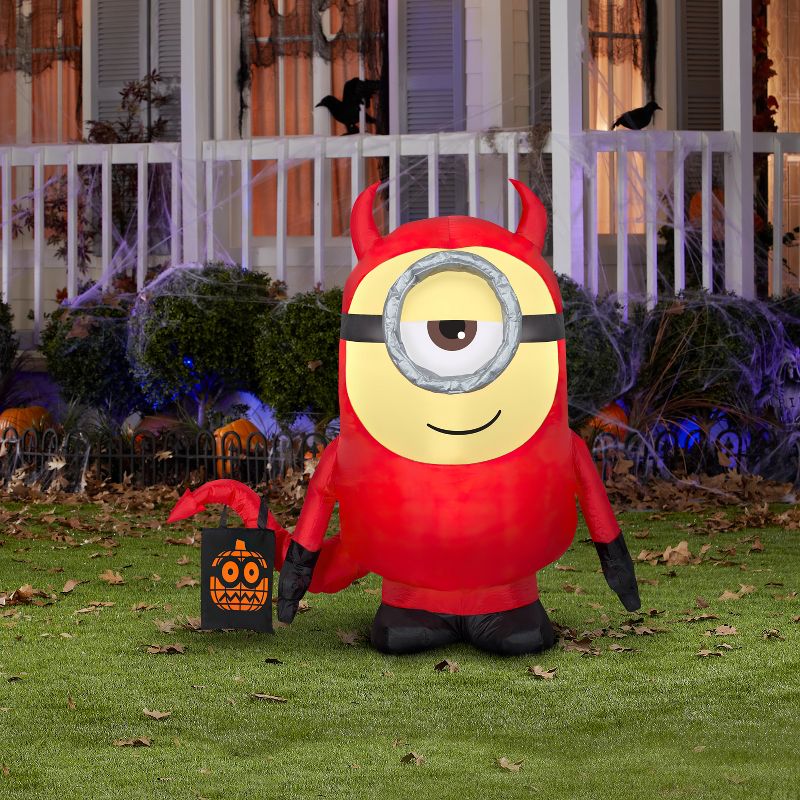 Gemmy Airblown Inflatable Minion Stuart in Devil Costume, 3.5 ft Tall, Red, 2 of 5