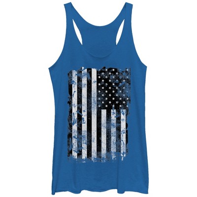 Women's Lost Gods Distressed American Flag Racerback Tank Top - Royal ...