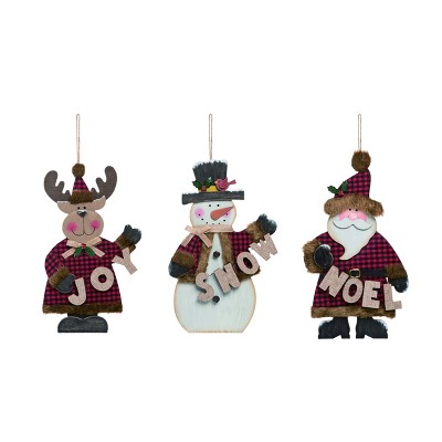 Transpac Wood 15 in. Multicolor Christmas Snow Character Hanger Set of 3