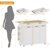 Mobile Kitchen Island with Power Outlet - Drop-Leaf MDF Cart、 Locking Wheels - 3 of 4