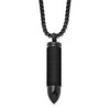 Chisel Stainless Steel Brushed and Black IP-plated Bullet Capsule Pendant on a 22" Box Chain Necklace - 2 of 4