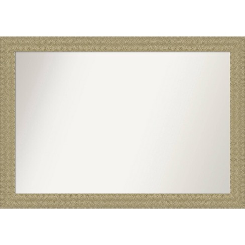 28 Inch Beveled Metal Frame Rectangular Wall Mirror, Black, Gold Accen