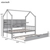 Wooden Twin Size House Bed With 2 Drawers, Storage Shelf Kids' Bed, Multifunctional Sky Roof House Bed Frame - 2 of 4
