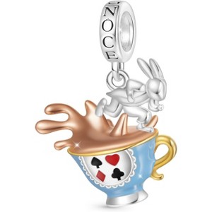 Sterling Silver Alice in Wonderland Charm - Whimsical Dangle Bead for Bracelets, Gift for Women - 1 of 4