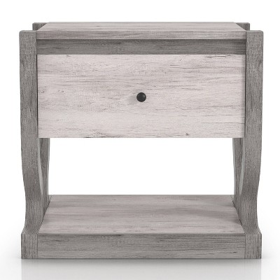 Coastal White Wood Rectangular End Table with Storage Drawer