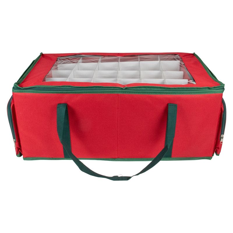 Northlight 24” Red and Green Christmas Ornament Storage Bag with Removable Dividers, 4 of 8