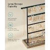 4-Tier Jewelry Organizer Stand with Base Tray, Vintage Style Display for Stud Earrings and Necklaces, Wood & Black - 3 of 4