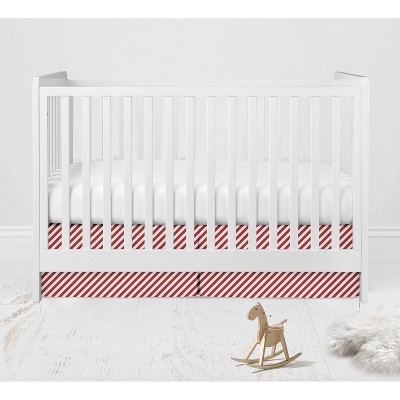 Bacati - Space Red Pin Stripes Cotton Crib/Toddler Crib Skirt