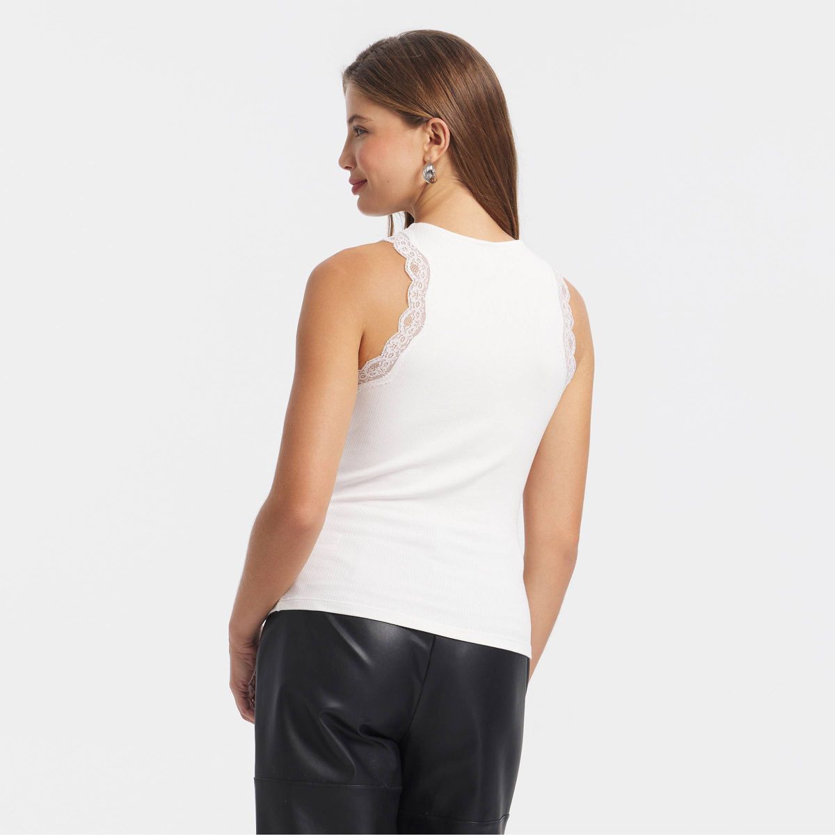 Women's Lace Trim Ribbed Tank Top - A New Day™ - thumbnail 5