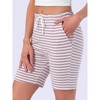 INSPIRE CHIC Women's Stripe Pajama Bottoms Soft Elastic Waist Drawstring Sleepwear Lounge Shorts with Pockets - 2 of 4