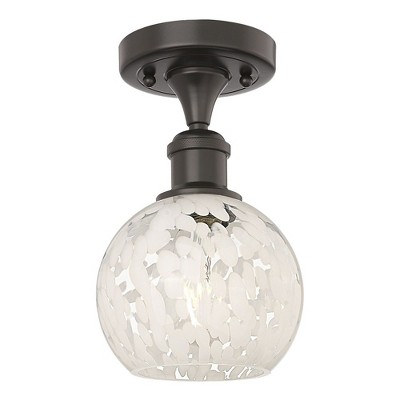 White Mouchette - 1 Light Semi-Flush Mount In Modern Style-9.25 Inches Tall and 6 Inches Wide