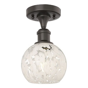 White Mouchette - 1 Light Semi-Flush Mount In Modern Style-9.25 Inches Tall and 6 Inches Wide - 1 of 1