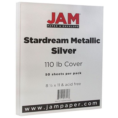 JAM Paper Metallic 110lb Colored Cardstock 8.5 x 11 Silver Stardream 181137