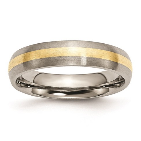 Black Bow Jewelry 5mm Titanium & 14k Gold Inlay Brushed Domed Standard Fit Band - image 1 of 4