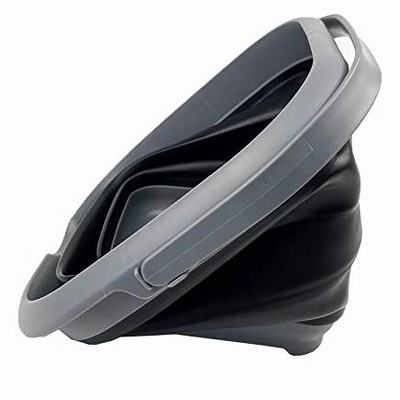 SAMMART 8.5L Collapsible Square Handy Bucket with Lid, Grey and Black